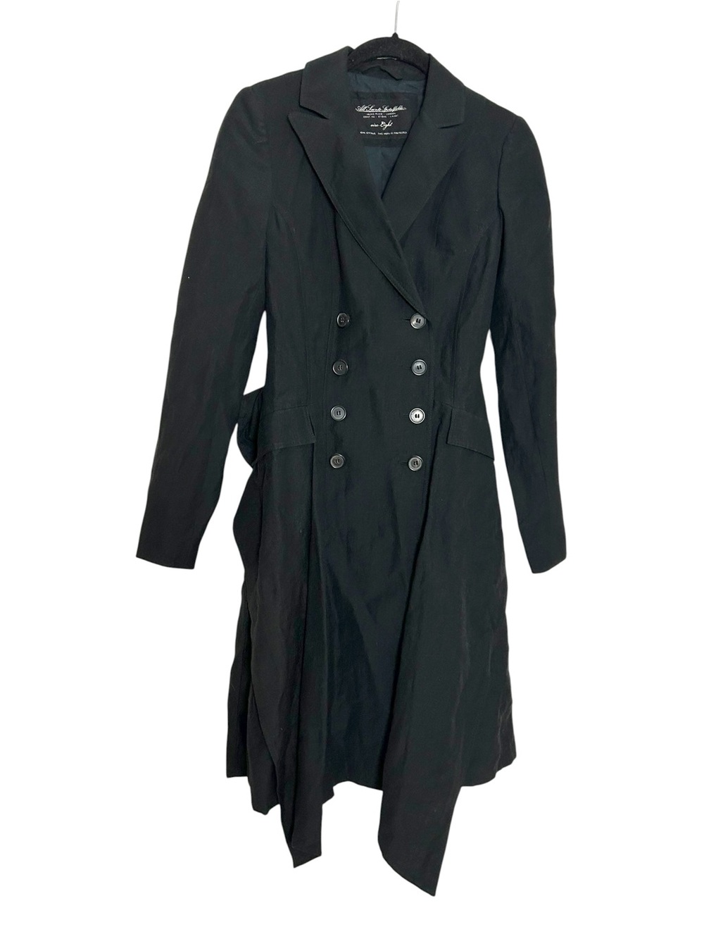 AllSaints Spitalfields OBIA Black Wool Linen Asymmetrical Coat UK 8 US 4 NWOT